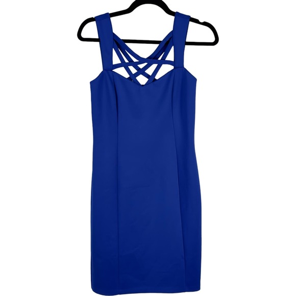 Eliza J Cobalt Blue Bodycon Strappy Cocktail Dress (6) - Picture 2 of 15